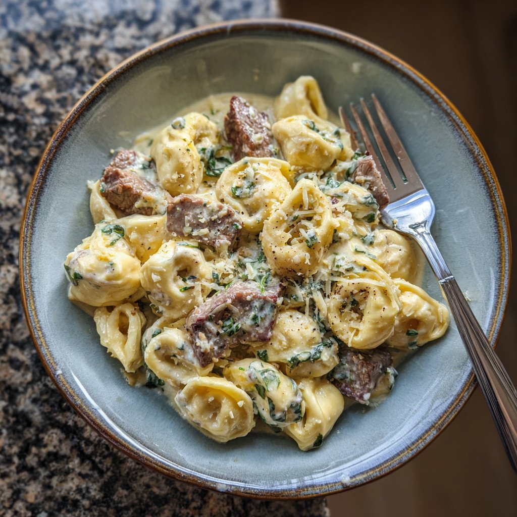 Garlic Steak Tortellini Alfredo