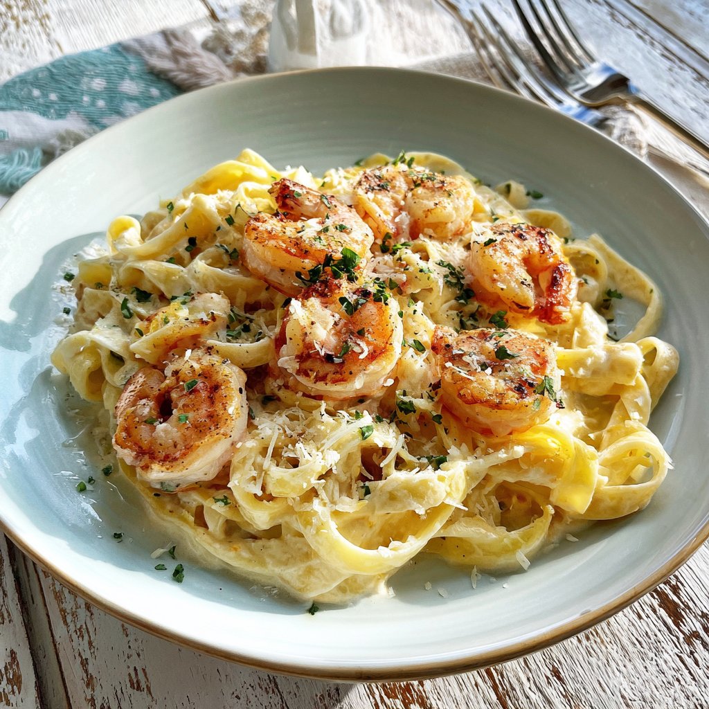 Easy Shrimp Fettuccine Alfredo